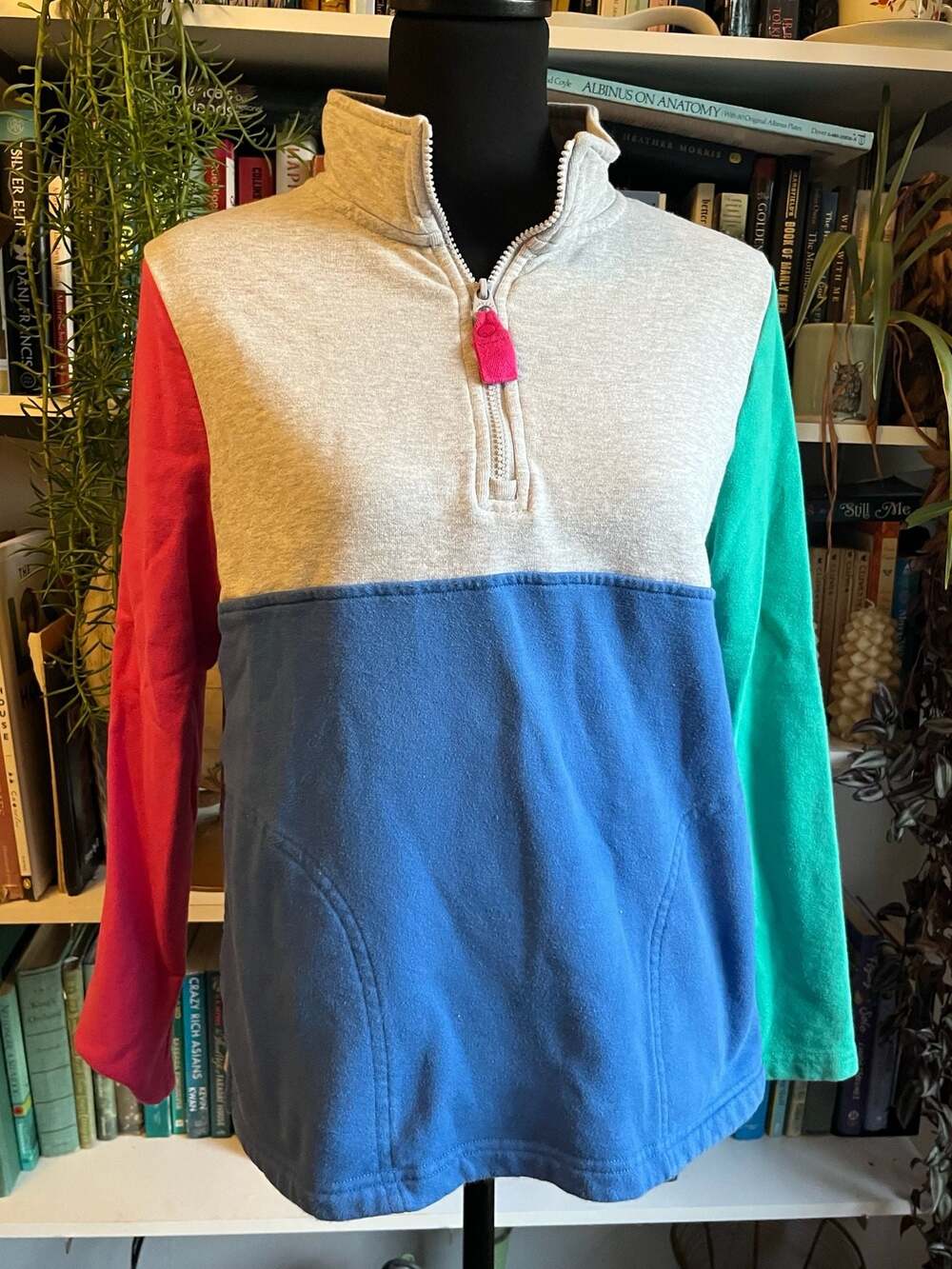Joules Womens Pip Casual Half-Zip Colorblock Sweatshirt Grey Hotch Potch US 8